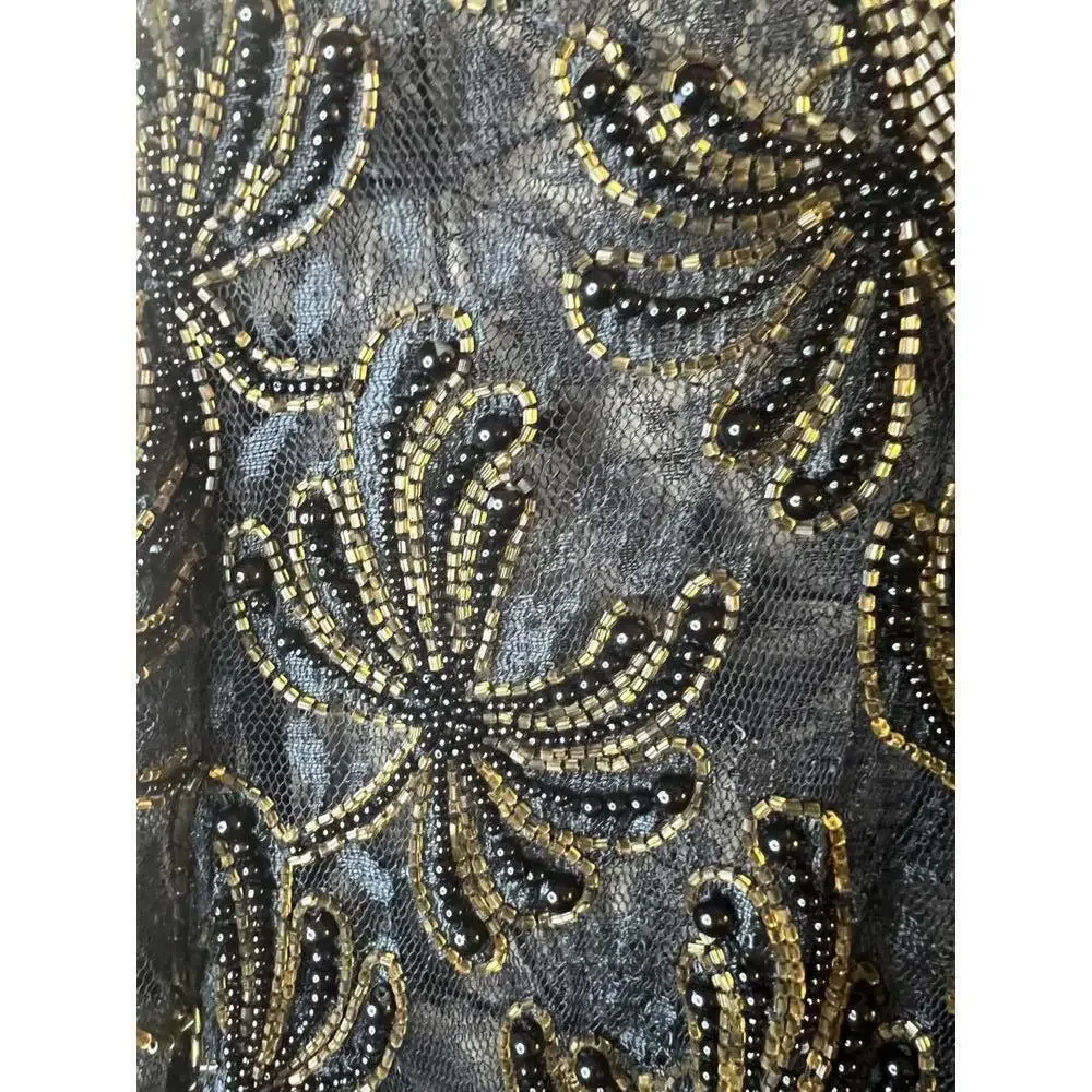 Scala Evening Wear Sheer Beaded Lace Vintage Long Cardigan Jacket Size Small